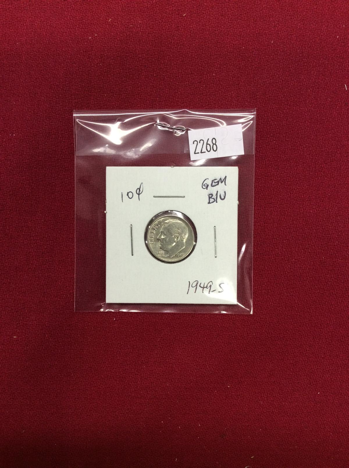 1949-S Roosevelt Dime, GEM B/U