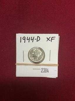 (2) Mercury Dimes: 1941, XF/AU & 1944-D, XF