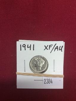 (2) Mercury Dimes: 1941, XF/AU & 1944-D, XF