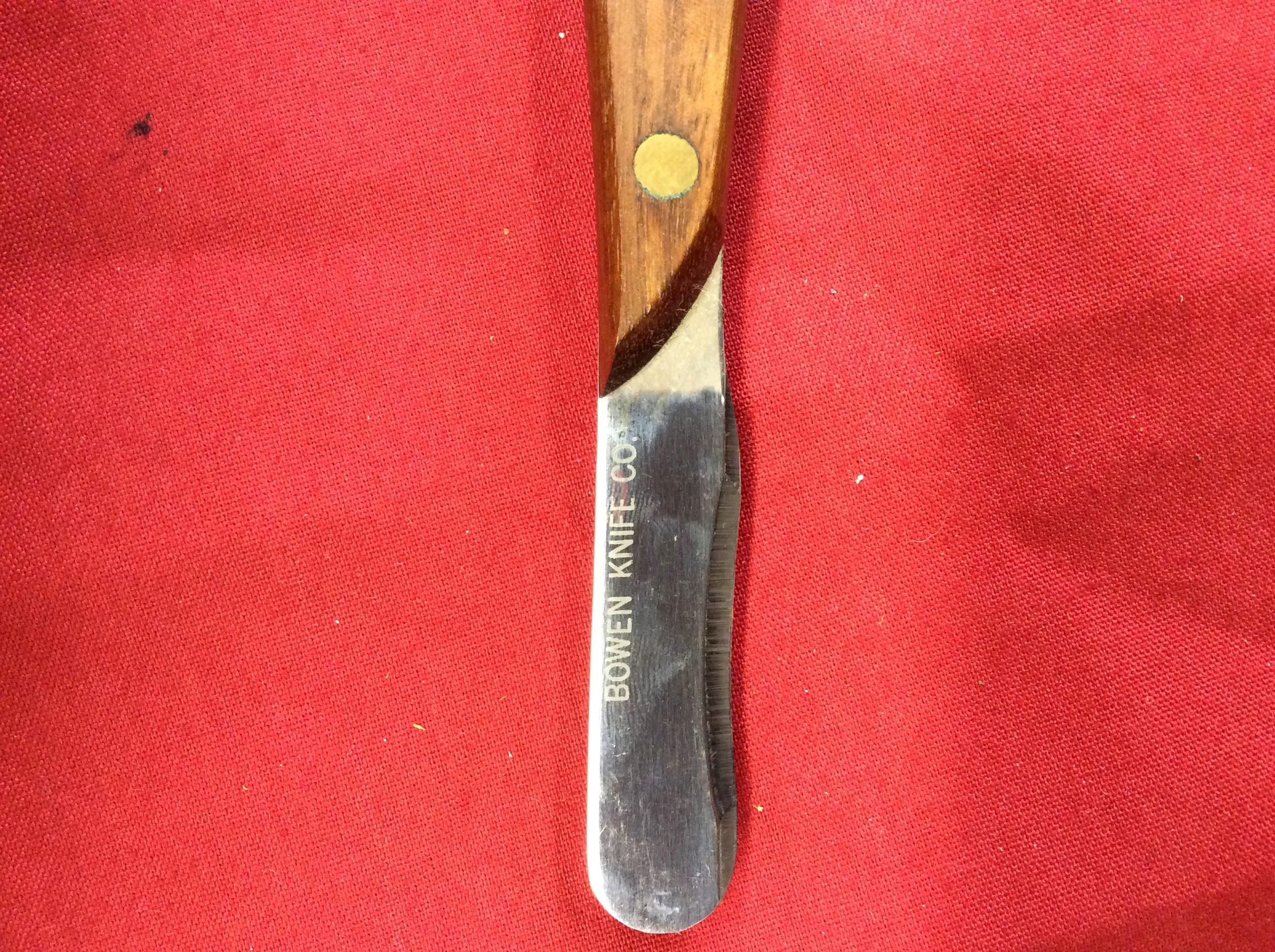 RARE Bowen Knife Co. muzzle loading patch knife, wood handle with lanyard h