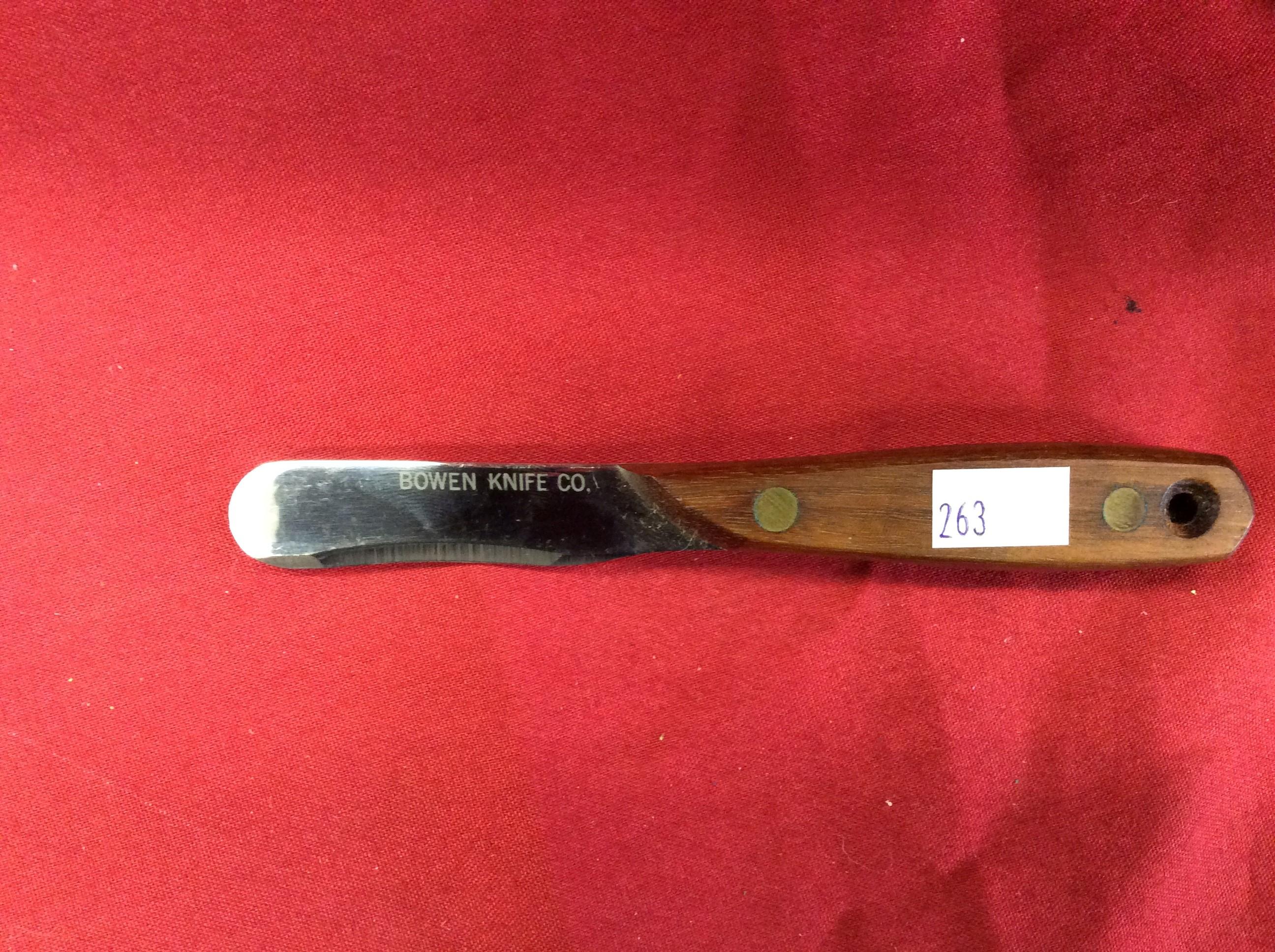 RARE Bowen Knife Co. muzzle loading patch knife, wood handle with lanyard h