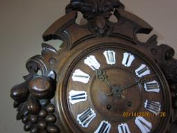 Black Forest Clock, Key & Pendulum Inside, Small Brass Rod Broke Inside  26