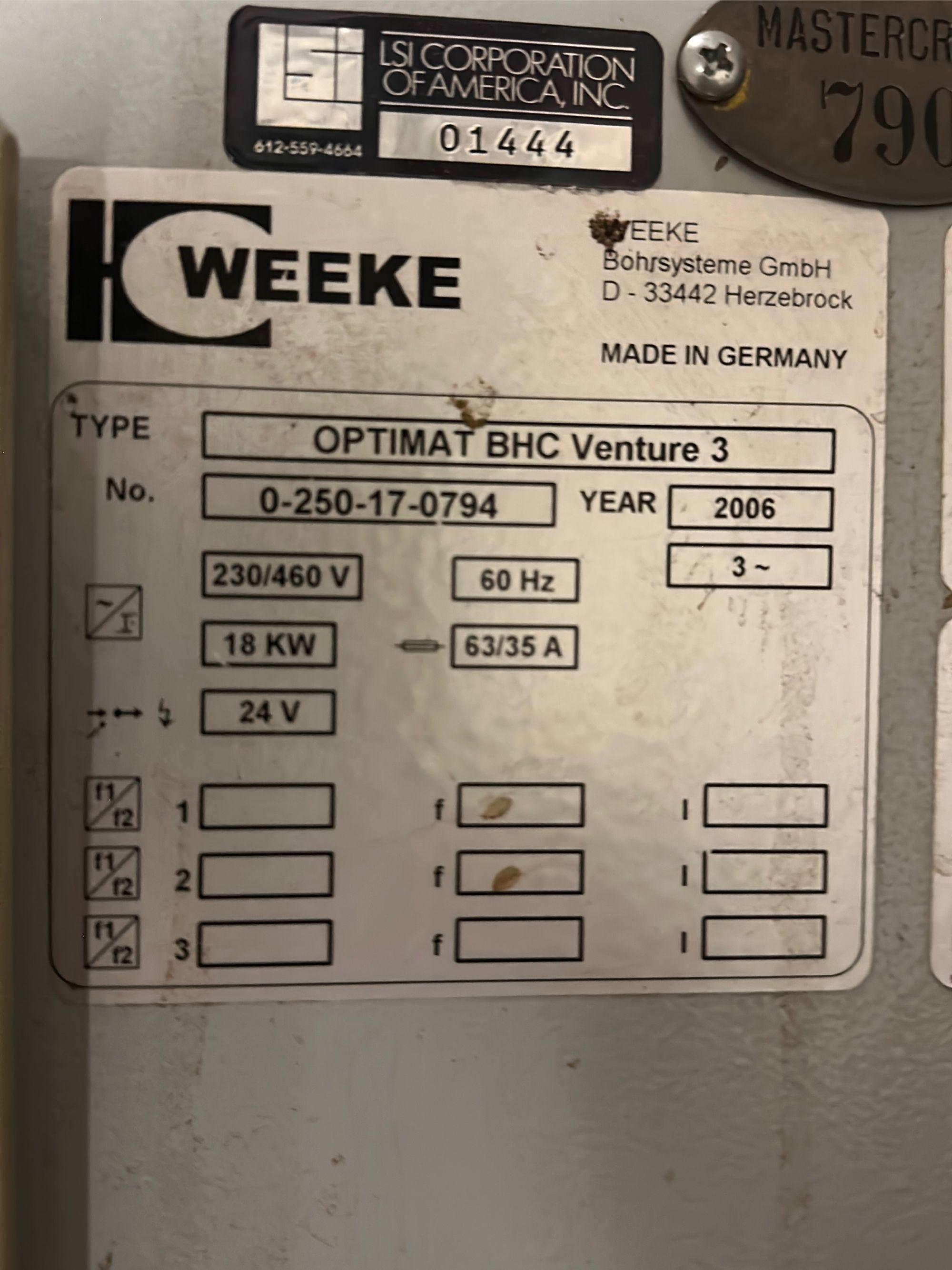 2006 Weeke Optimat BHC Venture 3 Wood CNC Machining Center Serial Number 0-