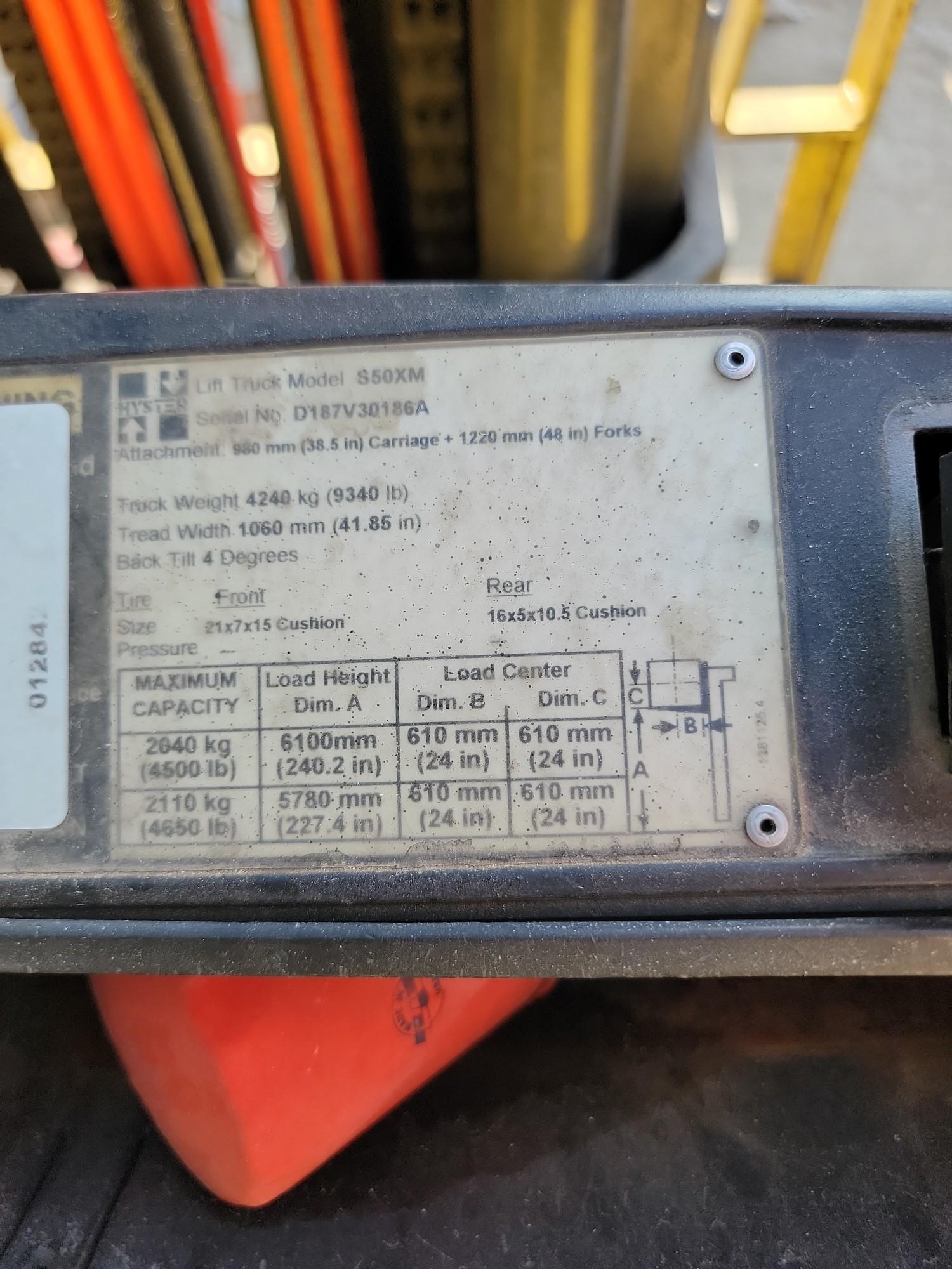 PICK UP LOCATION DUNCANVILLE, TX: Hyster Forklift Model S50XM 4-Wheel Sit Down Capacity: 5000 Pounds