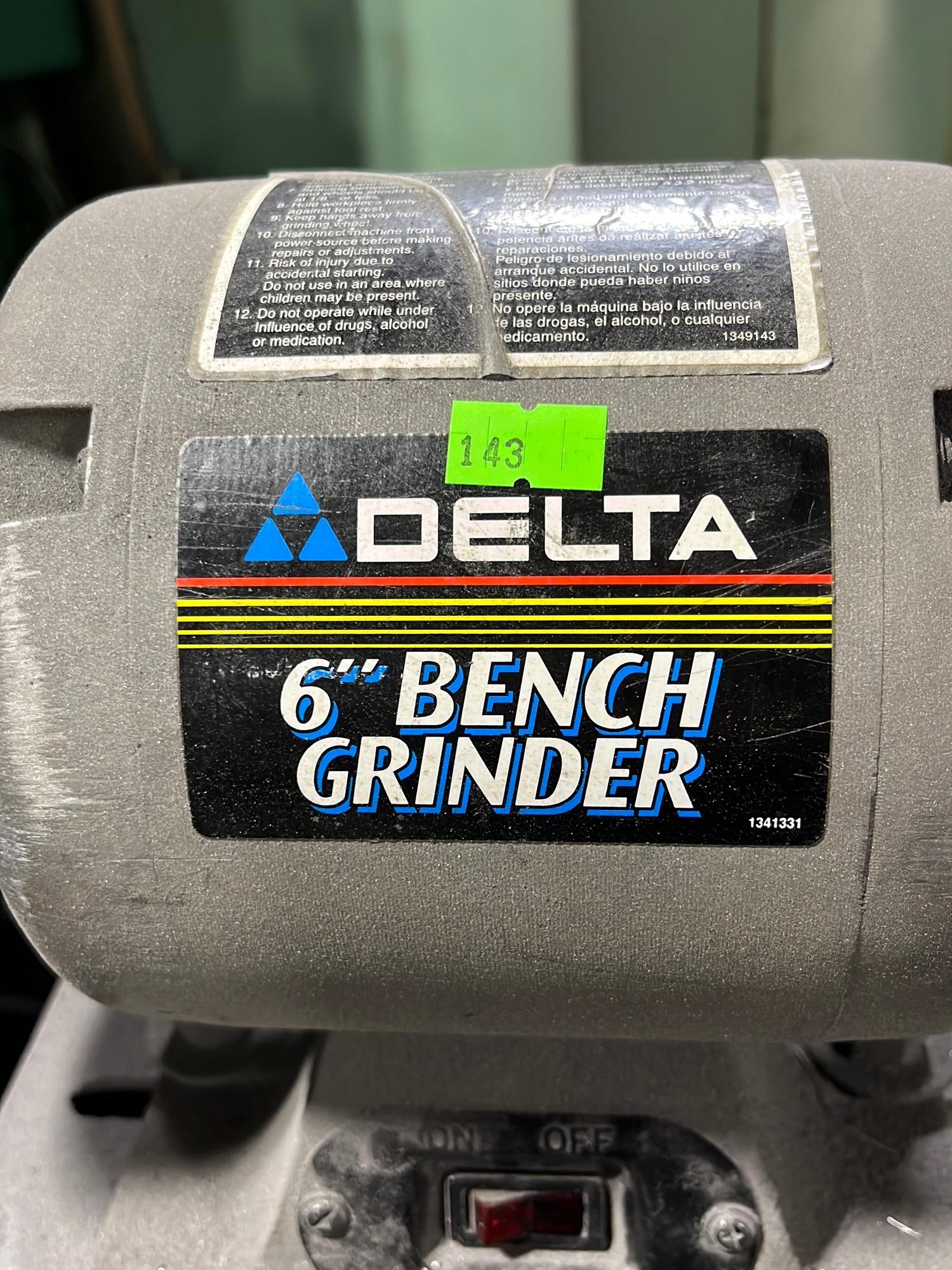 Delta 6" bench grinder on pedestal 40" tall - A $50 Rigging fee will be added to the winning invoice