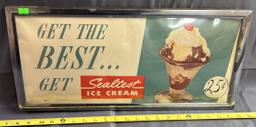 Sealtest "Get the  Best...Get Sealtest Ice Cream" Paper Advertising with Plastic Frame 21x10"