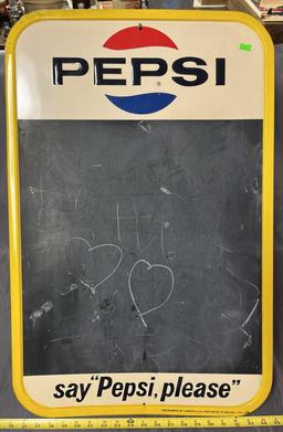 Pepsi "Say 'Pepsi, Please" Chalkboard Message Board M-167, Made in USA by Stout Sign Co., St. Louis,