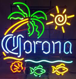 Corona Neon Bar Sign With Tropical Design