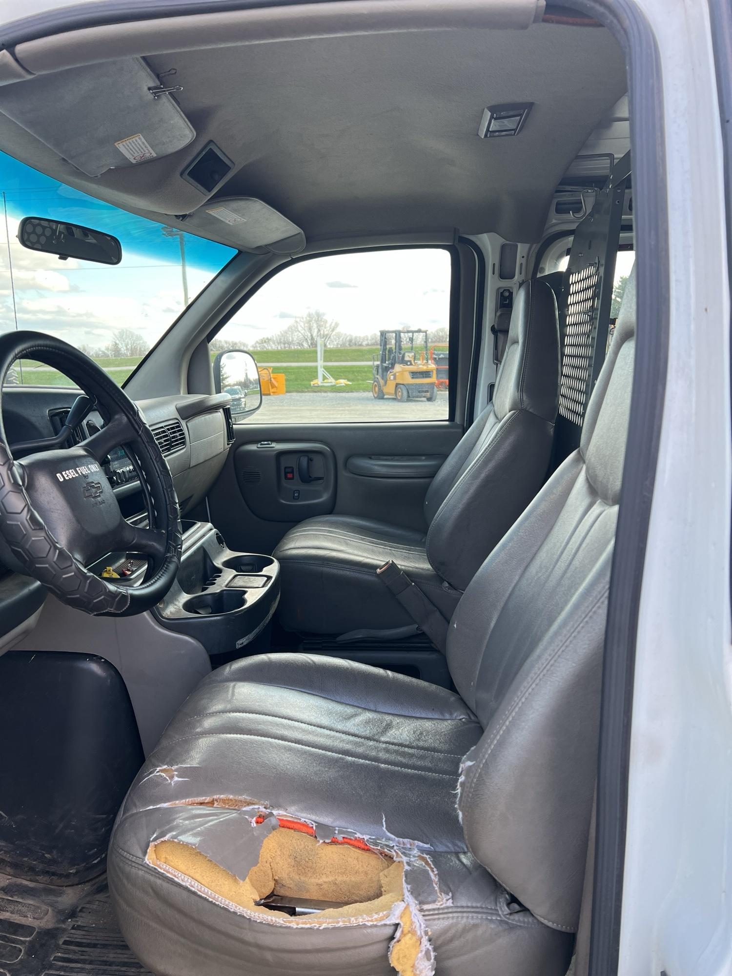 2000 Chevy Express Van, Diesel, Runs and Drives, 121,639 Miles, has title, VIN 1GCHG35F4Y1246276 - A