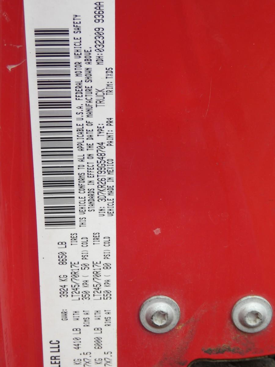*2009 Dodge 2500 Pickup, SN:3D7KR26T99G548704, Std Cab, Long Bed, 217689 mi