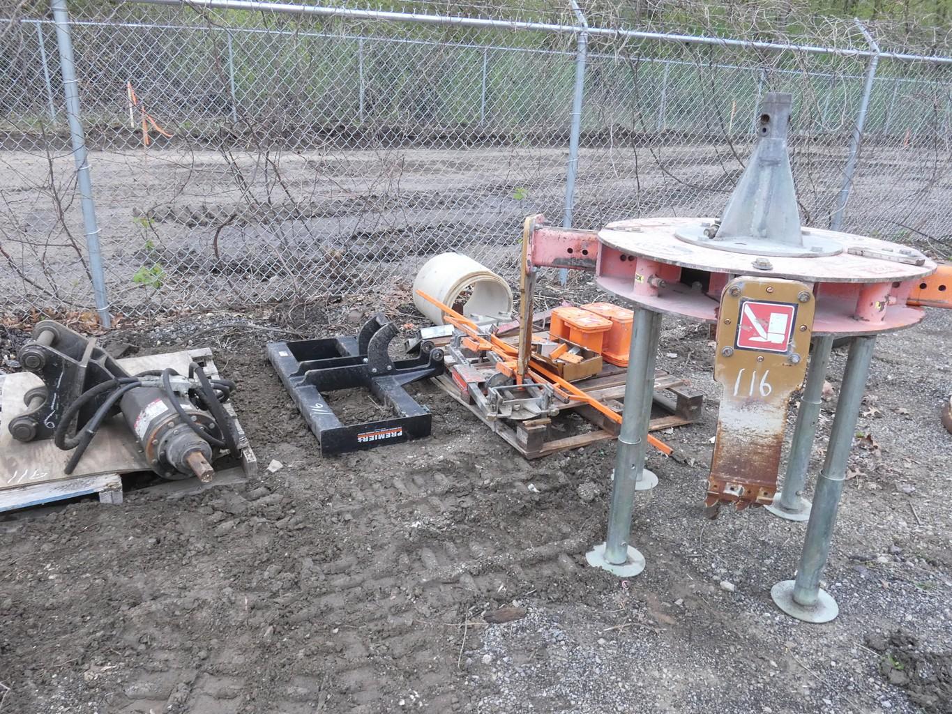 Mr. Manhole Cutter, with Excavator Mount, Unused Skidloader Mount and numer
