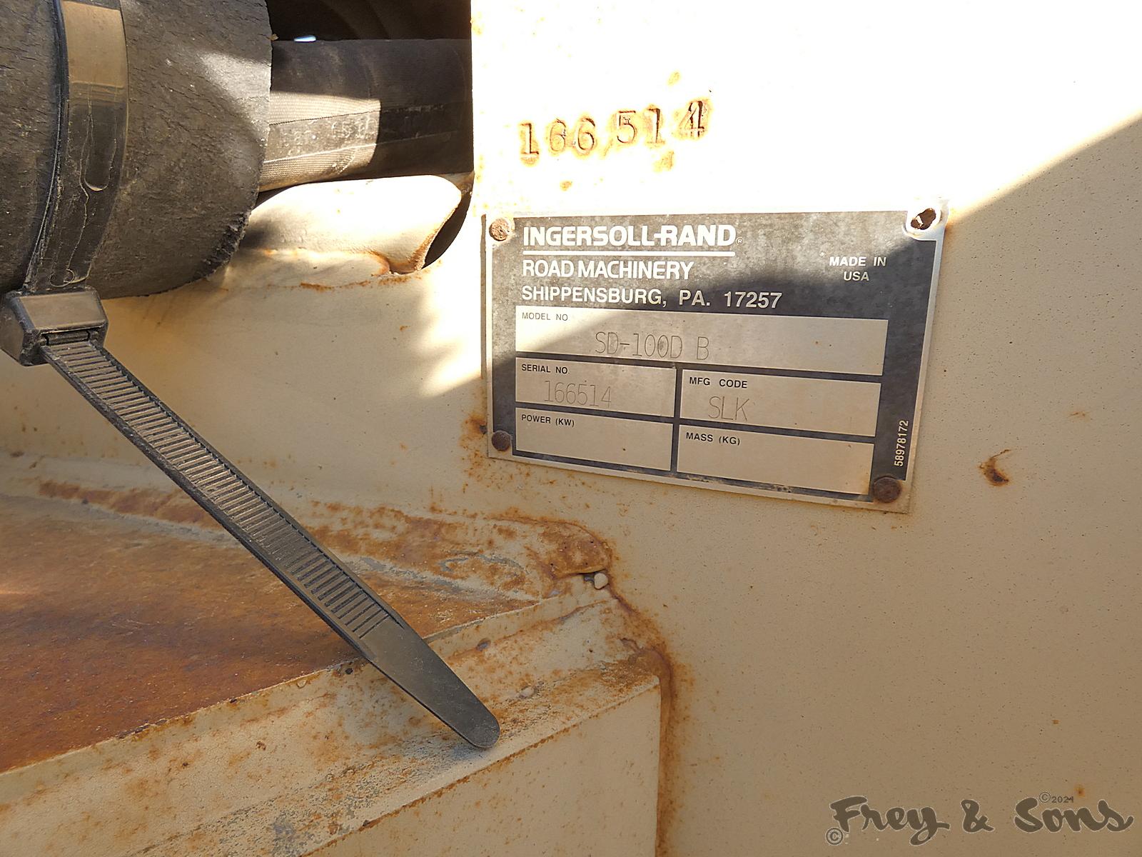 2000 Ingersoll Rand SD100D Smooth Compactor, SN:166514, ROPS, Cummins, Vibr