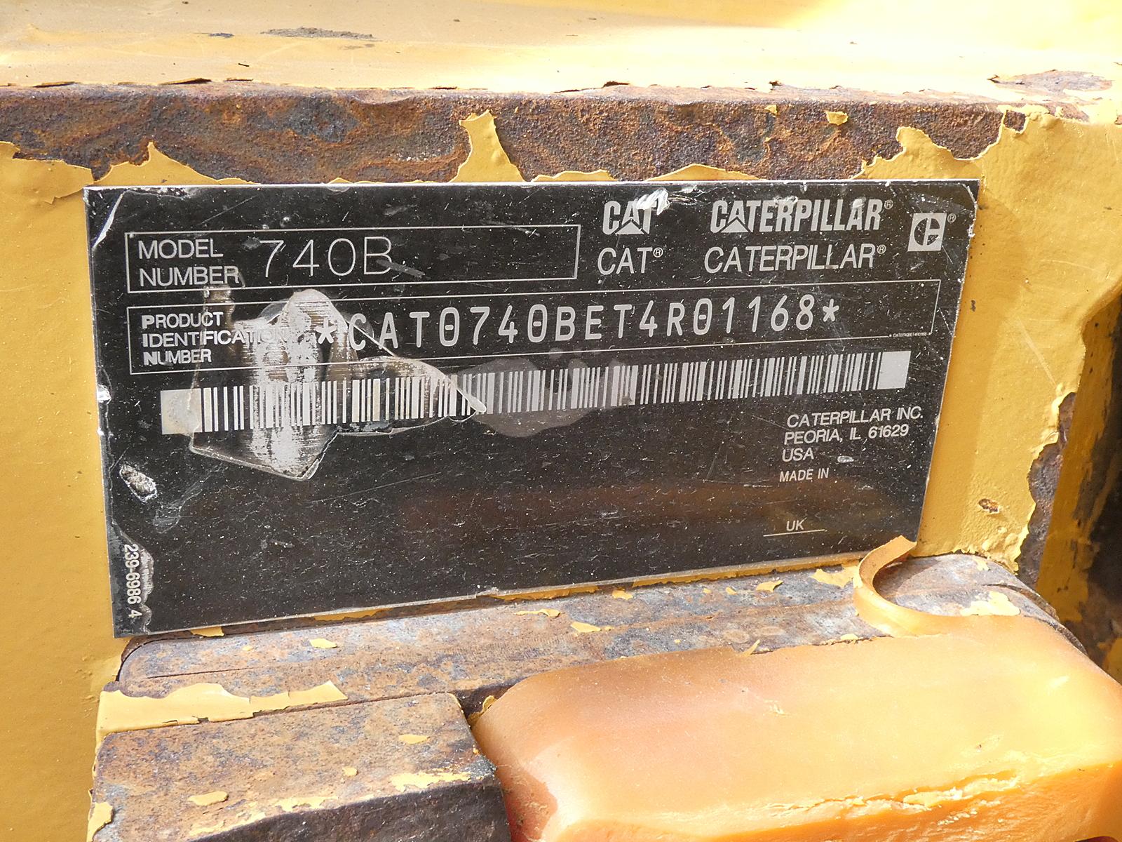 2012 Caterpillar 740B 6x6 Articulated Dump, SN:T4R01168, No Tailgate, 10917