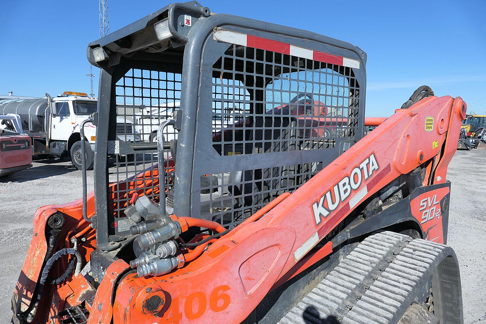 2014 Kubota SVL90 Skidloader, SN:14449, ROPS, Hyd. QT Bucket & Forks, Aux H