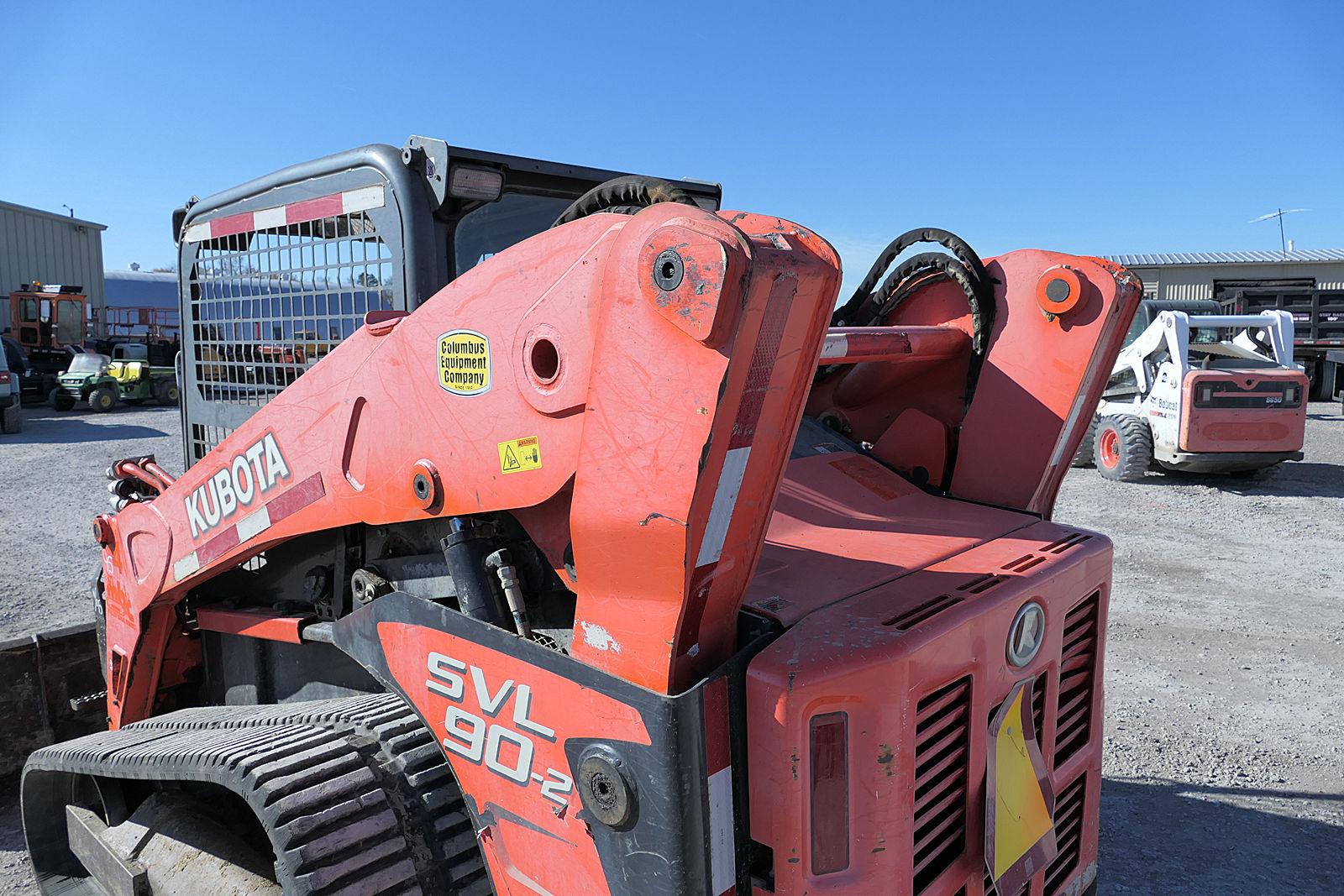 2014 Kubota SVL90 Skidloader, SN:14449, ROPS, Hyd. QT Bucket & Forks, Aux H