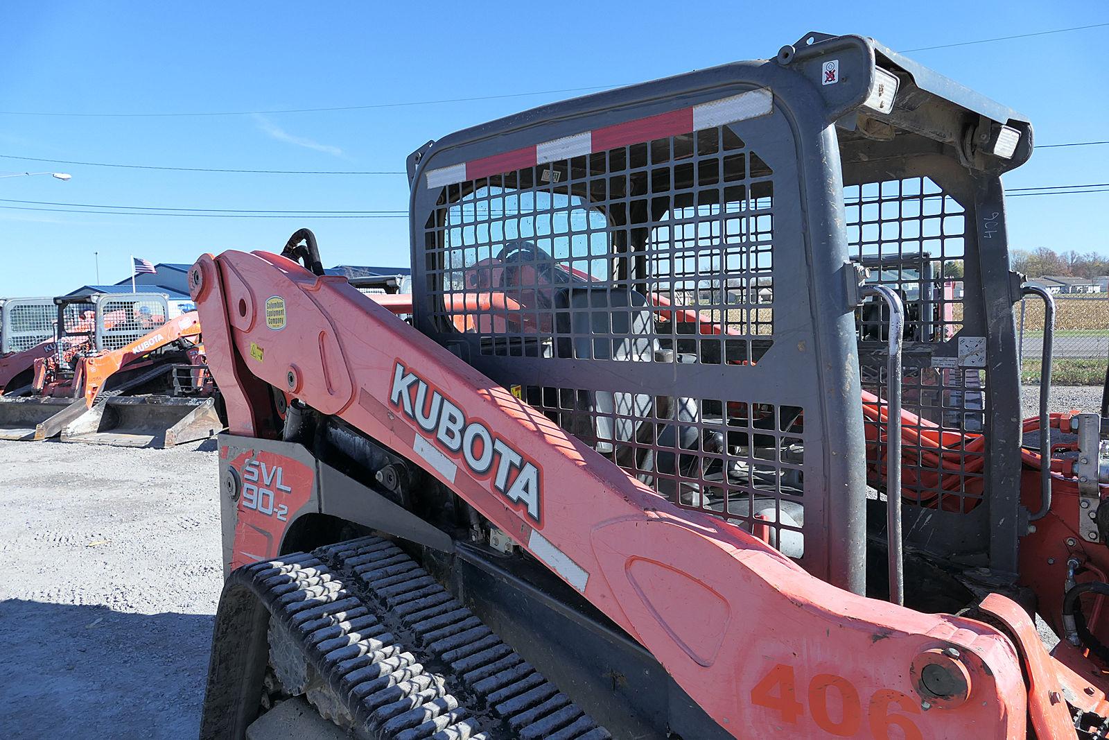2014 Kubota SVL90 Skidloader, SN:14449, ROPS, Hyd. QT Bucket & Forks, Aux H