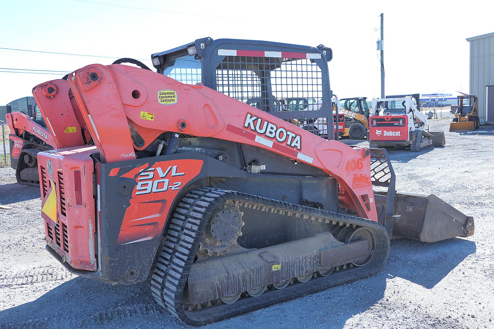 2014 Kubota SVL90 Skidloader, SN:14449, ROPS, Hyd. QT Bucket & Forks, Aux H