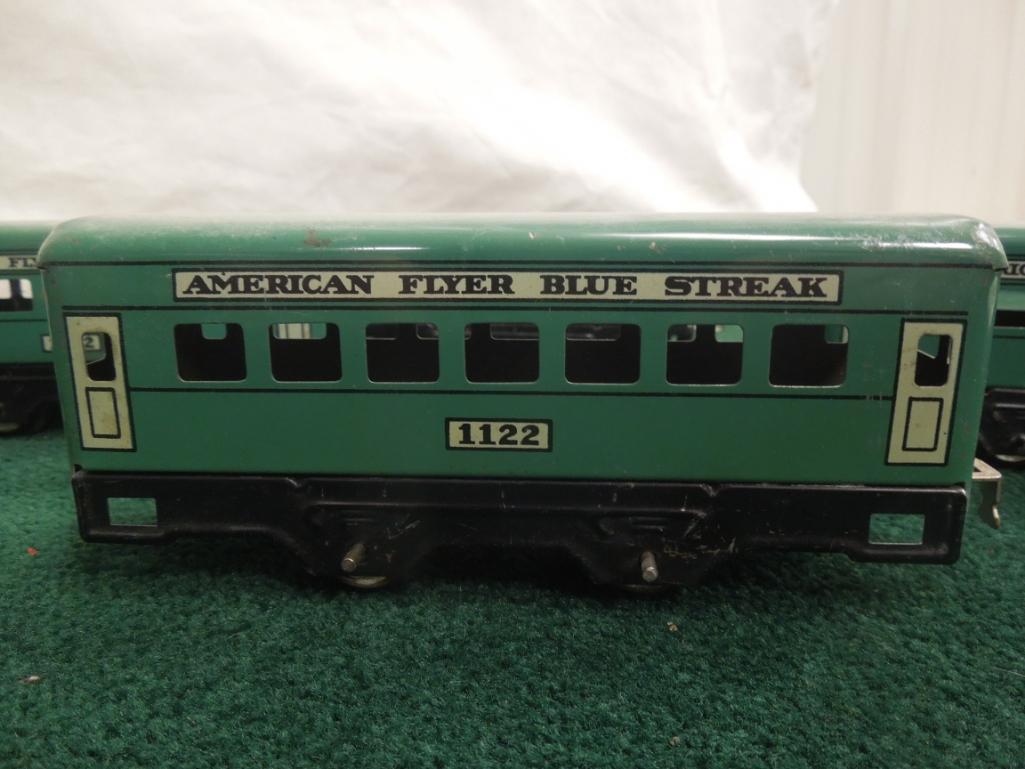 American Flyer Blue Streak train cars
