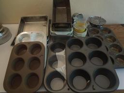 Assorted Bakeware, Muffin pans, bread pans, cake pans