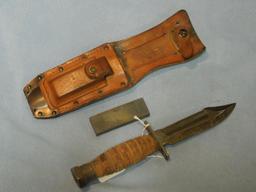 US Survival Knife with Sheath and Sharping Stone