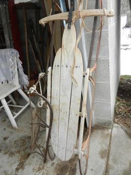 (2) Early Steel Runner Wooden Child's Sleds