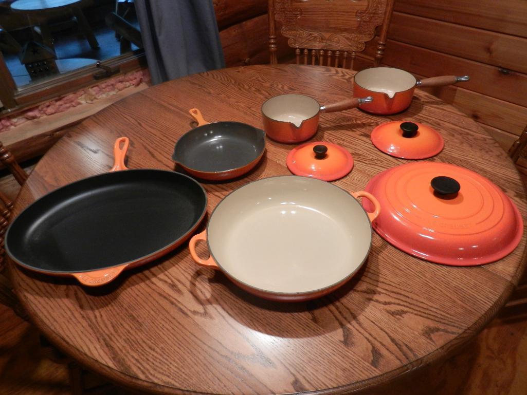 Le Creuset French Cast Iron Porcelain Cooking Set 5 pieces, 3 covers