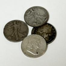 LOT OF 4 SILVER HALF-DOLLARS