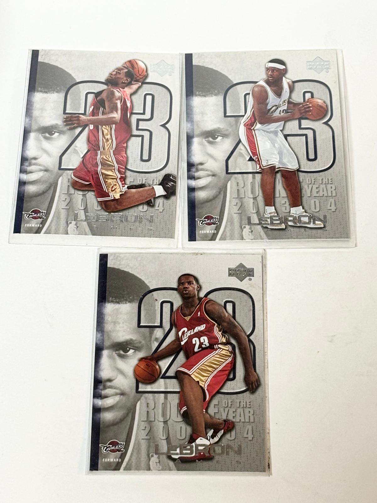 LOT OF 3 2005 UPPER DECK LEBRON JAMES CARDS