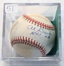 RARE AL DARK SIGNED BASEBALL WITH SHOW TICKET