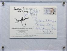 DAVIE JONES (LEAD SINGER OF THE MONKEES) SIGNED POST CARD WITH 1988 STAMP MARK