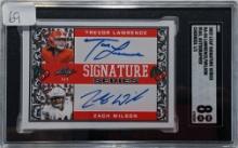 TRUE 1 OF 1 2022 LEAF SIGNATURE SERIES TREVOR LAWRENCE & ZACH WILSON SIGNED CARD SGC NM-MINT 8