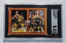 ULTRA RARE 1993-94 NBA HOOPS PACK PULLED DUAL AUTO CARD WITH HOFers MAGIC JOHNSON & LARRY BIRD