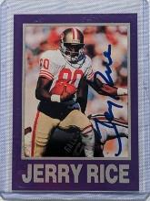 1990-91 STARZ CARD SIGNED BY HOF RECEIVER JERRY RICE W/ SCORE BOARD STAMP