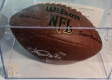 FULL SIZE NFL FOOTBALL SIGNED BY BUFFALO BILLS HOF RECEIVER ANDRE REED IN DISPLAY