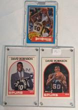 3 HOFER DAVID ROBINSON ROOKIE CARDS 1989 NBA HOOPS # 138 & 310, 1990 FLEER ROOKIE SENSATION #1 OF 10