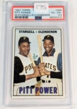 1967 TOPPS #266 "PITT POWER" HOFer WILLIE STARGELL & DONN CLENDENON PSA VG-EX+ 4.5