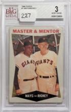 1964 TOPPS #7 MASTER & MENTOR WILLIE MAYS & BILL RIGNEY BECKETT GRADED VG 3