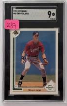1991 UPPER DECK #55 CHIPPER JONES ROOKIE GRADED SGC MINT 9
