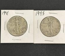 LOT OF 2 WALKING LIBERTY HALF DOLLARS
