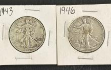 LOT OF 2 WALKING LIBERTY HALF DOLLARS