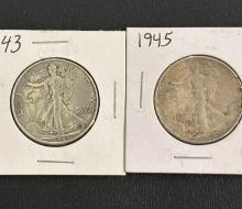 LOT OF 2 WALKING LIBERTY HALF DOLLARS