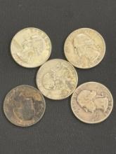 LOT OF 5 SILVER QUARTERS