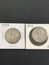 LOT OF 2 WALKING LIBERTY HALF DOLLARS