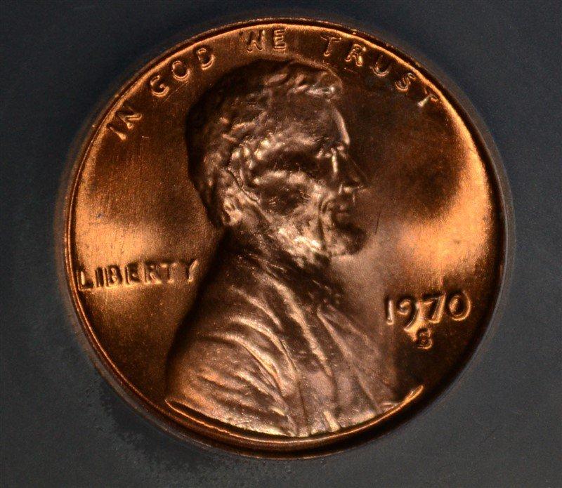 1970-S SMALL DATE LINCOLN CENT, SEGS GEM BU RED