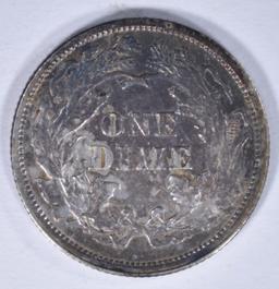 1875 SEATED DIME, AU