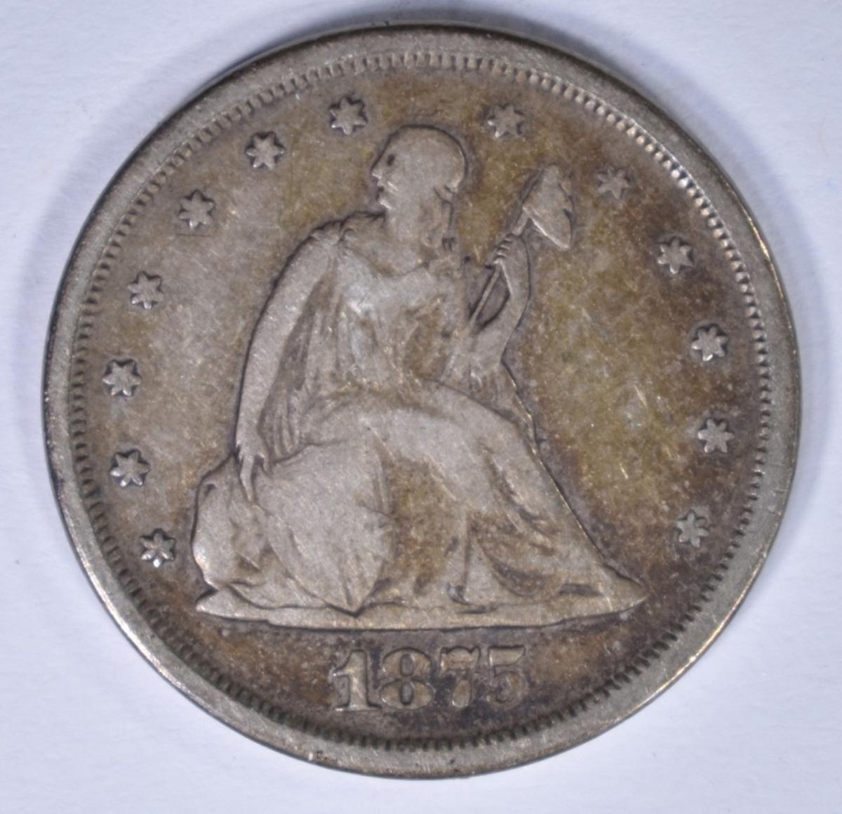 1875-S TWENTY CENT PIECE, F/VF