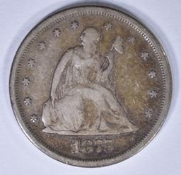1875-S TWENTY CENT PIECE, F/VF