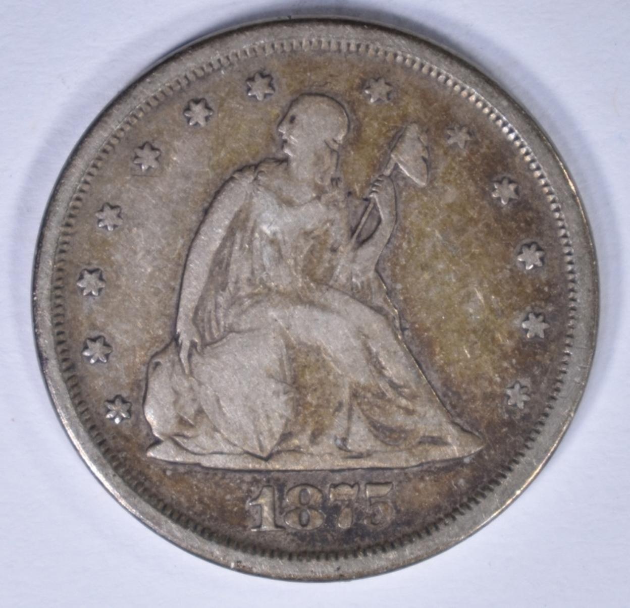 1875-S TWENTY CENT PIECE, F/VF