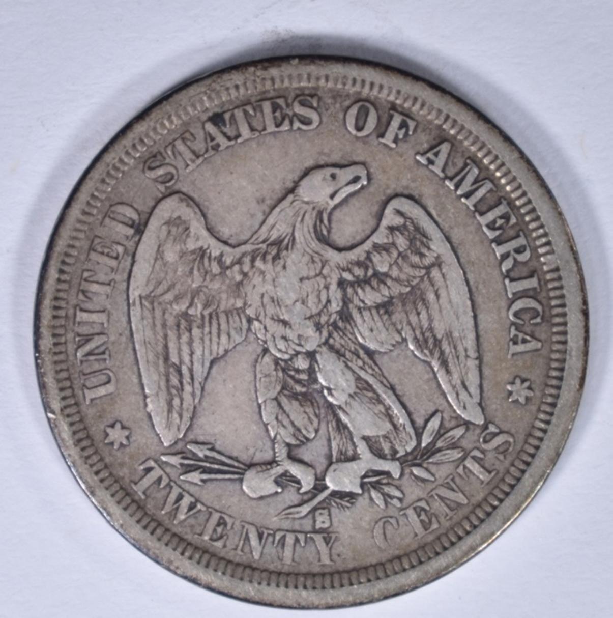 1875-S TWENTY CENT PIECE, F/VF