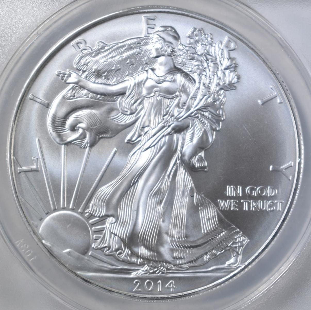 2014 (S) SILVER EAGLE ANACS MS-70 FIRST DAY ISSUE